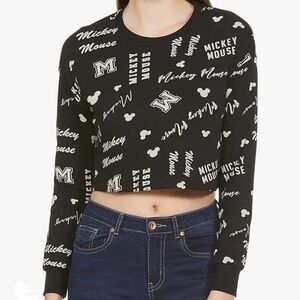 Max Disney Mickey Mouse Graphic Print Round Crew Neck Crop Top | M (12)